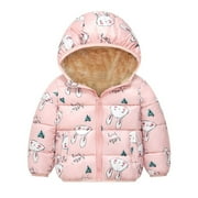 JIANJIA Toddler Boys Coats & Jackets Winter Solid Color Thick Hooded Long Sleeve Warm Tops Coat Streetwear,Pink,3-4 Years