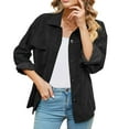 thumbnail image 1 of JIANJIA Blouses For Women Dressy Casual Denim Solid Color Lapel Long Sleeve Loose Jean Autumn Winter Tops Activewear, 1 of 6