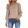thumbnail image 1 of JIANJIA Blouses For Women Dressy Casual Solid Color Crew Neck Long Sleeve Loose Soft Autumn Winter Tops Outwear, 1 of 4