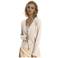thumbnail image 1 of JIANJIA Cardigans Sweaters For Women Autumn And Winter Knitted Solid Color V Neck Long Sleeve Large Size Tops Pullover Sweater Sportwear,Beige,Xl, 1 of 4
