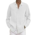 thumbnail image 1 of JIANJIA Mens Casual Button Down Shirts Summer Solid Color Lapel Long Sleeve Loose Plus Size Tops Outwear,White,M, 1 of 5