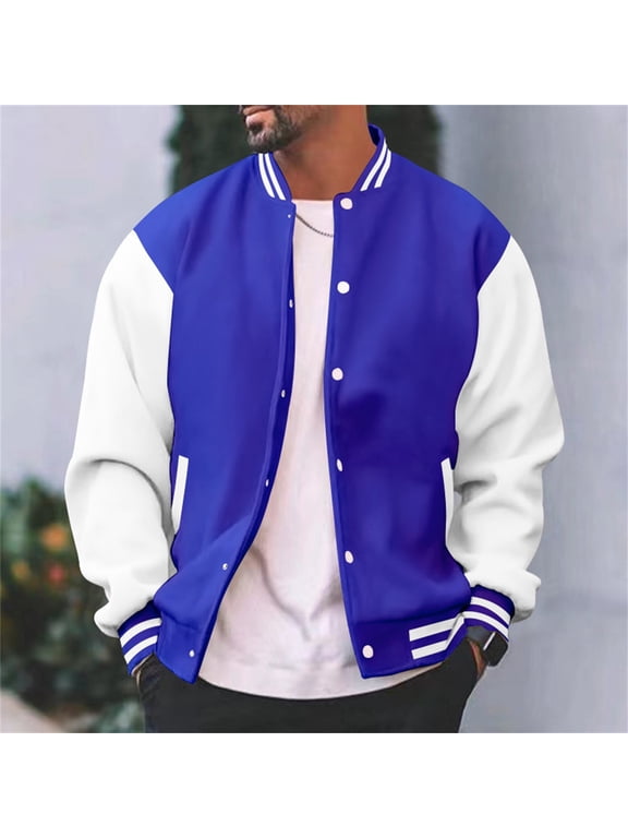 Mens Coats And Jackets Fashion Varsi Ty Causal Slim Fit Cotton Letter Baseball Bomb Er Urb An Classic College Outerwear Holiday Wear