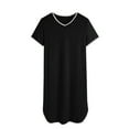 thumbnail image 1 of JIANJIA Mens Pajamas And Robes Summer Solid Color Round Neck Short Sleeve Loose Nightgowns Sleepwear Nightwear,Black,XL, 1 of 9