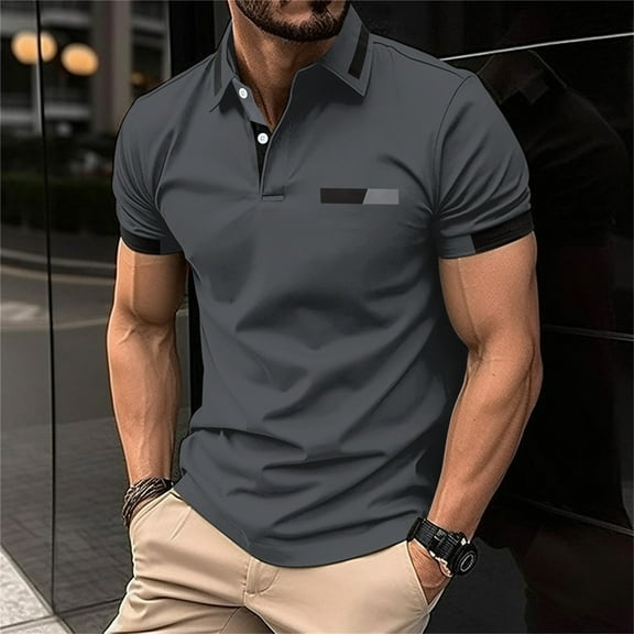JIANJIA Mens Polo Shirts Autumn Winter Pure Cotton Fashion Basic Short Sleeve Tops Activewear