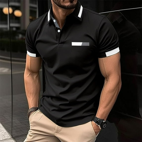 JIANJIA Mens Polo Shirts Autumn Winter Pure Cotton Fashion Basic Short Sleeve Tops Streetwear