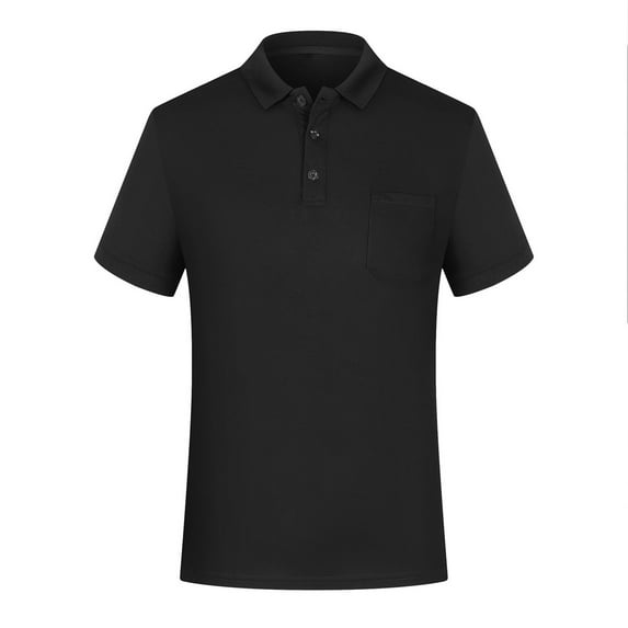 JIANJIA Mens Polo Shirts Autumn Winter Short Sleeve Collared Casual Wo Pocket Tops Daily-Wear