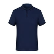 JIANJIA Mens Polo Shirts Autumn Winter Short Sleeve Collared Casual Wo Pocket Tops Outwear