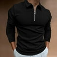 thumbnail image 1 of JIANJIA Mens Polo Shirts Striped Fabric Zipper Lapel Long Sleeve Casual Autumn Winter Tops Sportwear, 1 of 5