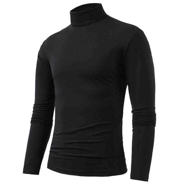 JIANJIA Mens T-Shirts Solid Color Turtleneck Long Sleeve Pullover Underwear Basic Autumn Winter Tops Activewear