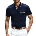 thumbnail image 1 of JIANJIA Polo Shirts For Men Solid Color Lapel Button Short Sleeve Leisure Fashion Pullover Tops Holiday Wear,Blue,XXXL, 1 of 8