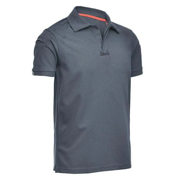 JIANJIA Polo Shirts For Men Solid Color Lapel Short Sleeve Elastic Loose Casual Quick Drying Training Pullover Tops Activewear,Gray,M