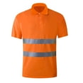 thumbnail image 1 of JIANJIA Polo Shirts For Men Solid Color Lapel Short Sleeve High Visibility Reflect Light Pullover Tops Streetwear,Orange,XXL, 1 of 2