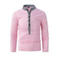 thumbnail image 1 of JIANJIA Polo Shirts For Men Solid Color Plaid Lapel Button Long Sleeve Fashion Casual Pullover Tops Holiday Wear,Pink,XL, 1 of 2
