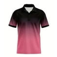 thumbnail image 1 of JIANJIA Polo Shirts For Men Summer Gradient Print Lapel Short Sleeve Loose Fit Pullover Tops Activewear,Pink,XXXXXL, 1 of 3