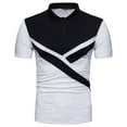 thumbnail image 1 of JIANJIA Polo Shirts For Men Summer Patchwork Color Block Lapel Short Sleeve Slim Fashion Pullover Tops Outwear,White,L, 1 of 2