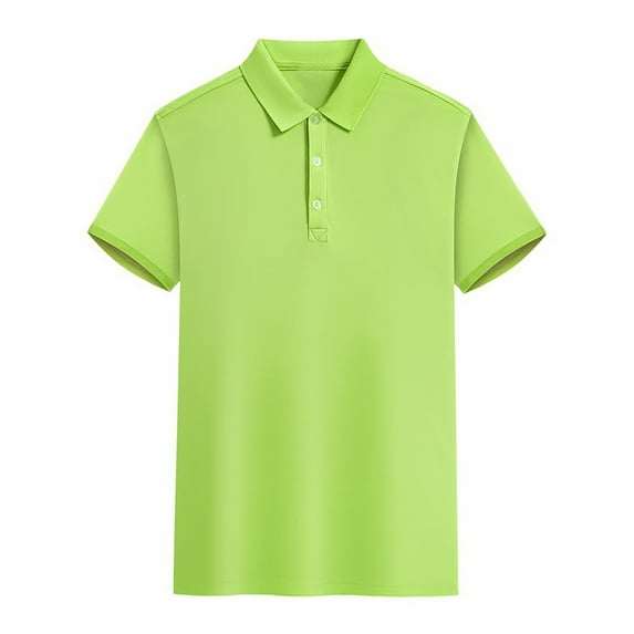 JIANJIA Polo Shirts For Men Summer Solid Color Lapel Short Sleeve Casual Pullover Tops Activewear,Green,M