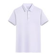 thumbnail image 1 of JIANJIA Polo Shirts For Men Summer Solid Color Lapel Short Sleeve Casual Pullover Tops Outwear,White,L, 1 of 2