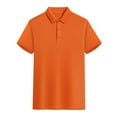 thumbnail image 1 of JIANJIA Polo Shirts For Men Summer Solid Color Lapel Short Sleeve Casual Pullover Tops Streetwear,Orange,XXXL, 1 of 2