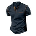 thumbnail image 1 of JIANJIA Polo Shirts For Men Summer Solid Color Lapel Short Sleeve Loose Casual Pullover Tops Activewear,Blue,M, 1 of 5