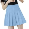 thumbnail image 1 of JIANJIA Skirts For Women Summer Solid Color Elastic High Waist Slim Fashion Casual Pleated Mini Tennis Skirt Activewear,Blue,XS, 1 of 3