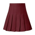 thumbnail image 1 of JIANJIA Skirts For Women Summer Solid Color Elastic High Waist Slim Fashion Casual Pleated Mini Tennis Skirt Streetwear,Wine,S, 1 of 2