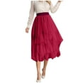 thumbnail image 1 of JIANJIA Skirts for Women Summer Solid Color Irregular Mesh High Waist Slim Medium Length Holiday Wear,Red,XL, 1 of 5