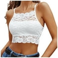 thumbnail image 1 of JIANJIA Tank Top For Women Summer Solid Color Floral Lace Spaghetti Strap Round Neck Sleeveless Backless Vest Camisole T-shirts Sportwear,White,S, 1 of 5