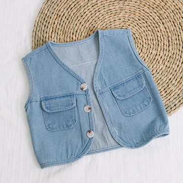 JIANJIA Toddler Boys Coats & Jackets Cute Denim Solid Color Sleeveless Vest Outerwear Activewear
