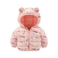 thumbnail image 1 of JIANJIA Toddler Boys Coats & Jackets Kids Cartoon Dinosaur Bunny Print Bear Ears Hooded Long Sleeve Warm Tops Coat Streetwear,Pink,2-3 Years, 1 of 2