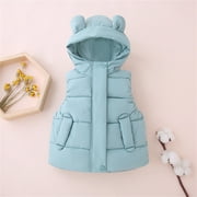 JIANJIA Toddler Boys Coats & Jackets Kids Cartoon Dinosaur Bunny Print Bear Ears Hooded Long Sleeve Warm Tops Coat Outwear,Blue,3-4 Years