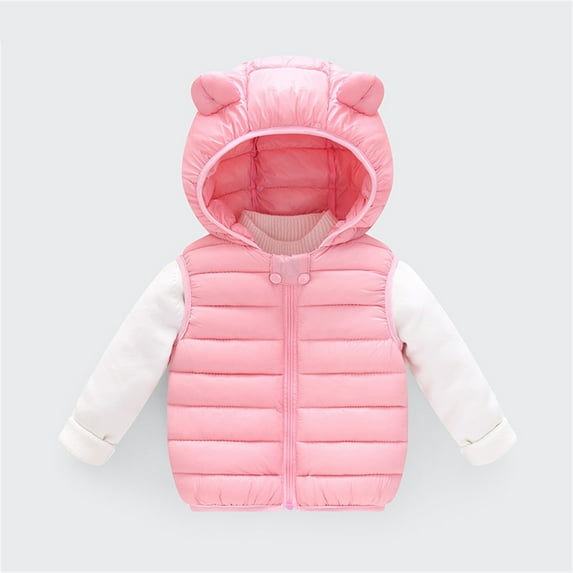 JIANJIA Toddler Boys Coats & Jackets Solid Color Sleeveless Bear Ears Hooded Sleeveless Vest Autumn Winter Outerwear Streetwear