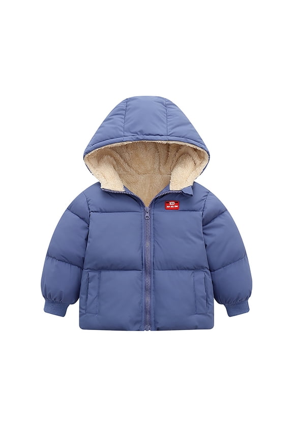 Toddler Boys Coats & Jackets Winter Solid Color Thick Hooded Long Sleeve Warm Tops Coat Activewear,Blue,2-3 Years