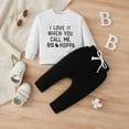 thumbnail image 1 of JIANJIA Toddler Boys Outfit Sets Autumn Winter Girls Letter Print Crew Neck Long Sleeve Pullover Tops With Pants 2Pcs Sportwear, 1 of 8