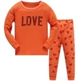 thumbnail image 1 of JIANJIA Toddler Boys Outfit Sets Autumn Winter Letter Heart Print Cotton Crew Neck Long Sleeve Tops With Pants 2 Piece Long Sleeve Sleepwear Holiday Wear, 1 of 4
