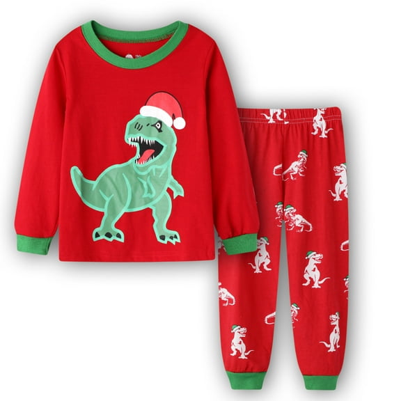 JIANJIA Toddler Boys Outfit Sets Christmas Cartoon Pajamas Long Sleeve Tops With Pants 2Pcs Sportwear