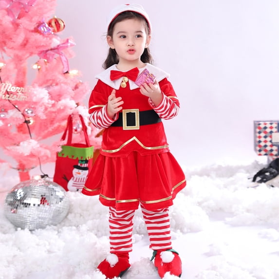 JIANJIA Toddler Boys Outfit Sets Christmas Santa Suit Solid Color Crew Neck Long Sleeve Tops With Pants Hat Activewear