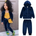 thumbnail image 1 of JIANJIA Toddler Girls Outfit Sets Autumn Winter Unisex Solid Sweatsuit Long Sleeve Warm Fleece Pullover Hooded Tops With Pants Pajamas Streetwear, 1 of 8