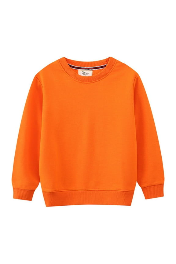 Toddler Girls Tops & T-Shirts Autumn Winter Solid Color Crew Neck Long Sleeve Pullover Outwear
