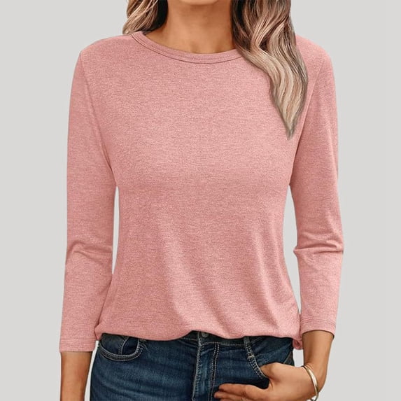 JIANJIA Tshirts For Women Fashion Casual Solid Color / Long Sleeve Casual Loose Crew Neck Tops T-Shirts Sportwear