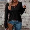 thumbnail image 1 of JIANJIA Tshirts For Women V Neck Long Sleeve Cotton Solid Color Casual Simple Tops T Shirts Holiday Wear, 1 of 5
