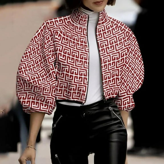 JIANJIA Womens Coats And Jackets Fashion Polka Dot Print Trendy Casual Stylish Top Autumn Winter Outerwear Sportwear