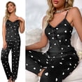 thumbnail image 1 of JIANJIA Womens Pajama Sets Autumn Winter Heart Print Sexy V Neck Suspenders Camisole With Trousers Two Piece Daily-Wear, 1 of 9