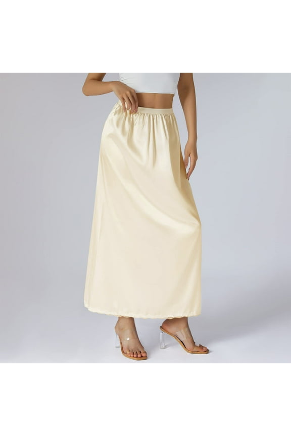 Womens Skirts Autumn Winter Solid Color Soft Satin High Waist Slim Casual Skirt Holiday Wear