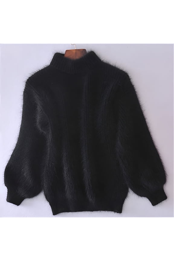 JIANJIA Womens Sweaters Autumn Winter Loose Warm Fluffy Plush Loose Plain Knitted Crew Neck Jumper Pullover Tops Activewear