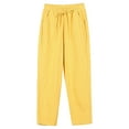 thumbnail image 1 of JIANJIA Womens Sweatpants Summer Solid Color High Waisted Drawstring Wide Straight Leg Pants With Pocket Activewear,Yellow,XL, 1 of 3