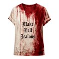 thumbnail image 1 of JIANLAI Short Sleeve T-Shirts For Women V‑Neck Short Sleeve T‑Shirt Blood Drip Tie‑Dye Graphic Loose Fit Fall Casual Plus Size Blouse For Holiday Party Daily Outfit, 1 of 2