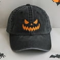 thumbnail image 1 of JIANLAI Vintage Washed Cotton Baseball Cap Unisex Halloween Four Pumpkin Face Printed Adjustable Curved Brim Dad Hat Multi‑Color Retro Distressed Baseball Hat, 1 of 7