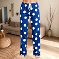 thumbnail image 1 of JIANLAI Women Polka Dot Print Pajama Pants, Elastic Drawstring Waist Full‑Length Straight Leg Loungewear Trousers, Soft Relaxed Fit Sleep Bottoms, Lightweight Comfy Casual Pants, 1 of 4