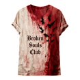 thumbnail image 1 of JIANLAI Womens Tops Short Sleeve Shirts V‑Neck Short Sleeve T‑Shirt Blood Drip Tie‑Dye Graphic Loose Fit Fall Casual Plus Size Blouse For Holiday Party Daily Outfit, 1 of 2
