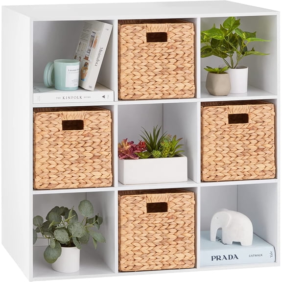 JIANYI 9-Cube Storage Organizer, 11in Shelf Opening, Bookcase, Display Shelf, Customizable w/ 3 Removable Back Panels - White
